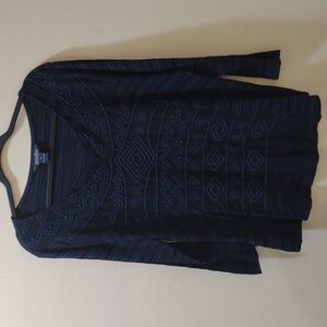 Lucky Brand Long-sleeve Embroidered Panel and Striped
